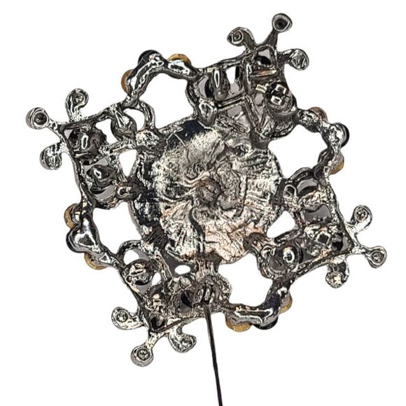 Victorian style Brooch Pin black rhinestones crystals Pewter tone - Picture 2 of 2